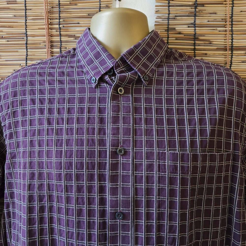 Consensus Windowpane Textured Button Down Shirt - Picture 1 of 12
